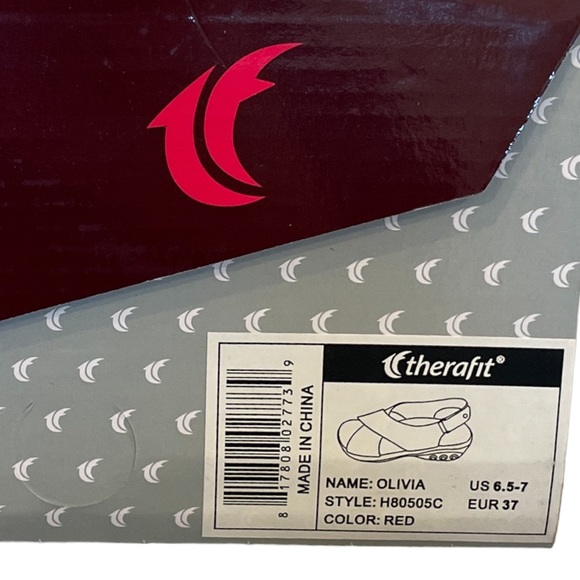 THERAFIT Olivia Women's Adjustable Cross Strap Sandal in Red - Size 6.5-7 / 37 - Picture 6 of 7